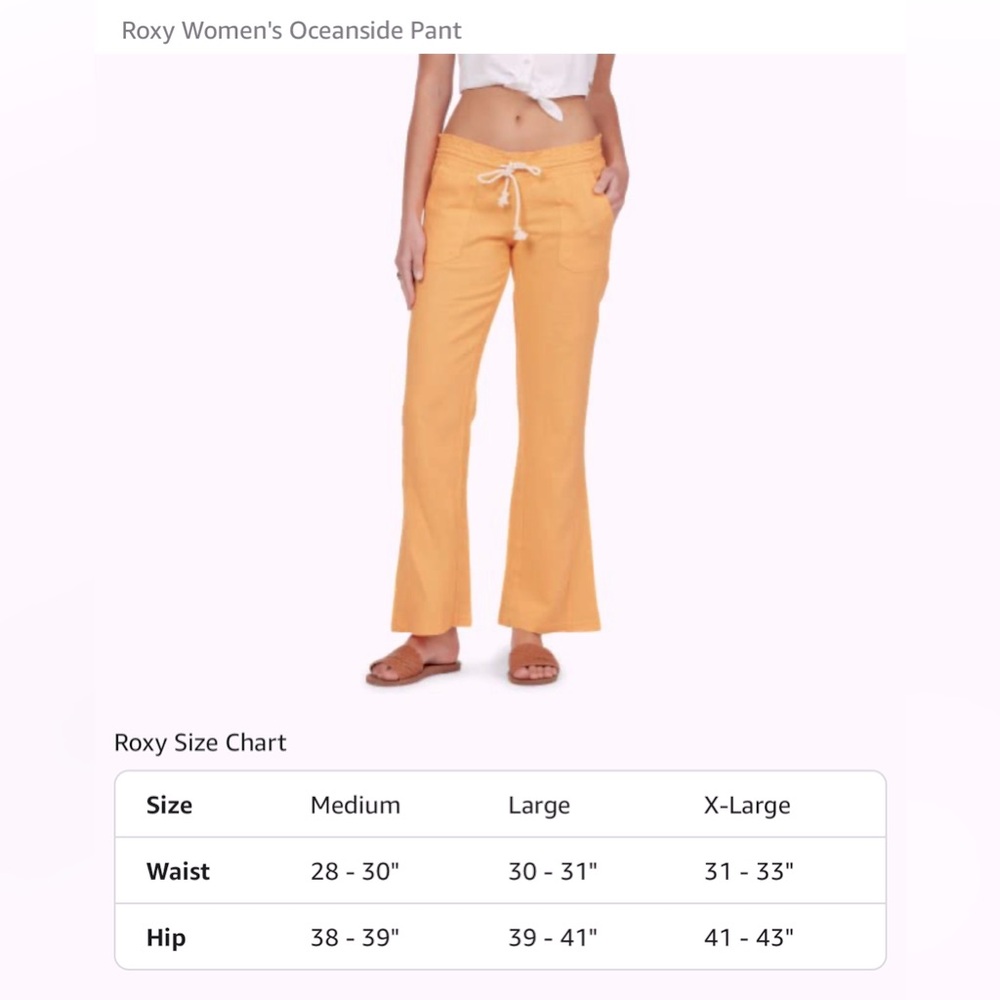 Roxy Women's Oceanside Linen Drawstring Pants - Large - orange